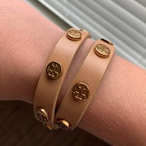 Tori Burch Tan Leather Wrap Bracelet